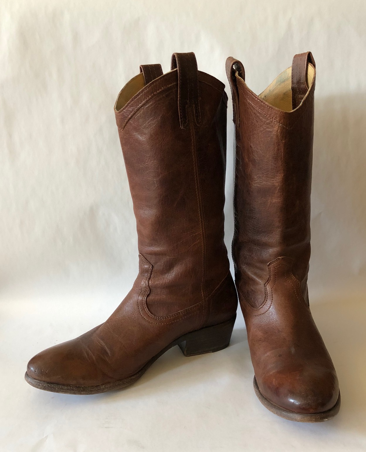 Round-toe leather boots - Woman